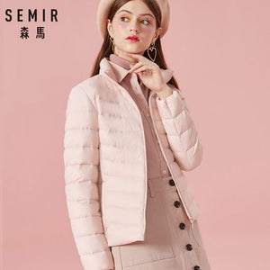 SEMIR 2019 Down Winter Jacket Women Cotton Short Jackets New Down Padded Hooded Warm Autumn Slim Coat Female Casual Tops