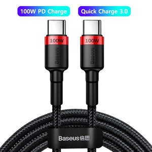 Baseus USB C To USB Type C Cable 5A 100W PD Quick Charge 4.0 Type-c Cable For Xiaomi mi 10 8 Pro Samsung S20 Plus Ultra Macbook
