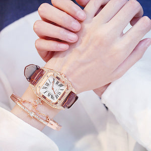 Square Luxury Diamond Women Watches 2019 Leather Ladies Watch Waterproof Female Quartz Wristwatch Relogio Feminino Reloj Mujer