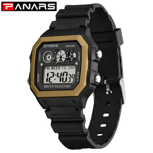 Business Men Watches Waterproof Electronic Sport Watch Digital Wristwatches Men Clock relogio PANARS Gold Reloj Hombre 2020