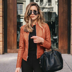 Mulheres jaqueta de couro preto fino 2020 outono streetwear oversized com zíper casacos de couro do plutônio outwear casual